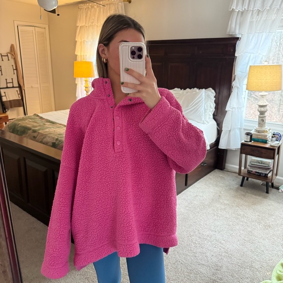 Pink Sherpa Snap Quarter sweater - Picture 2 of 8